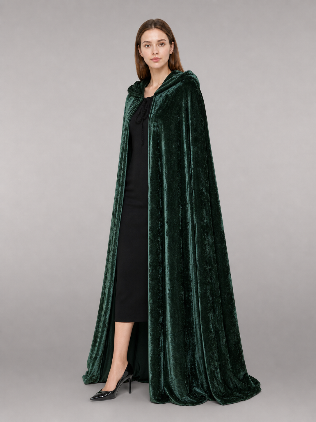 Hooded Dark Green Costume Cloak