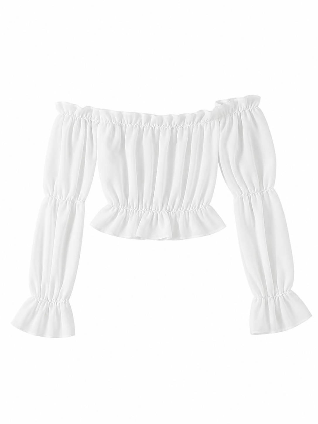 White Cropped Off-the-Shoulder Blouse