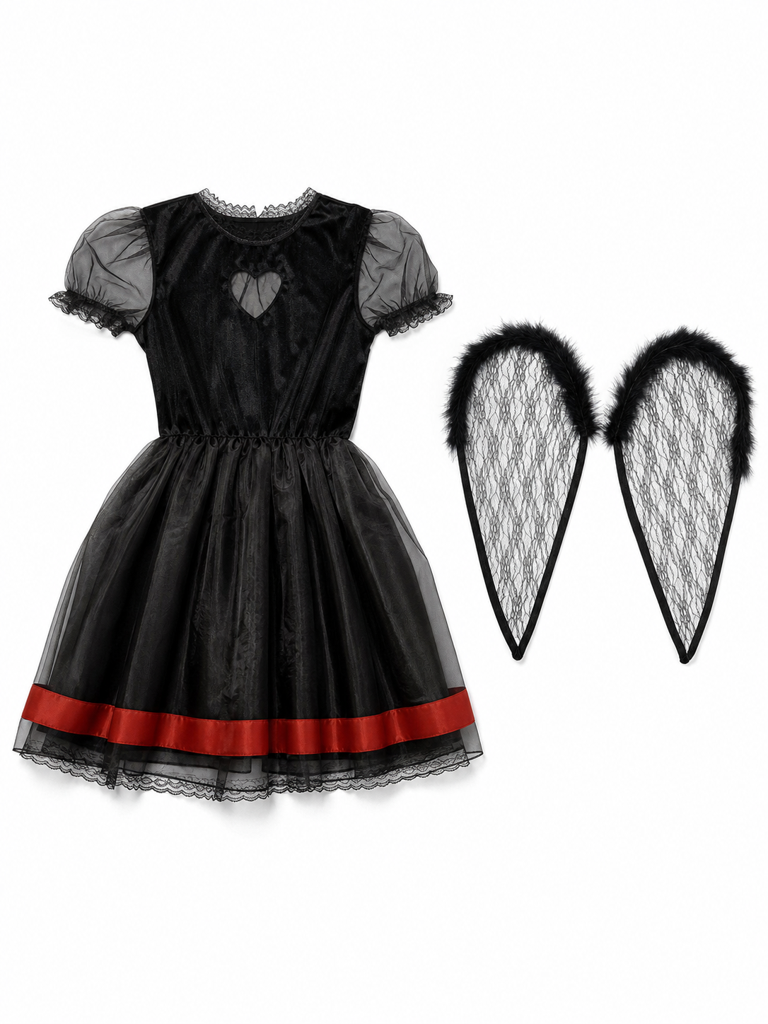 Black Demon Costume Dress with Horned Headband