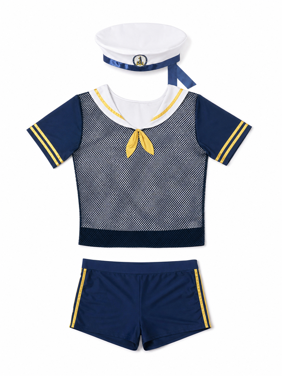 Sailor-Style Jumpsuit with Shorts for Role-Play Looks