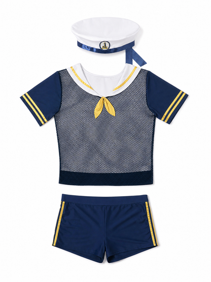 Sailor-Style Jumpsuit with Shorts for Role-Play Looks