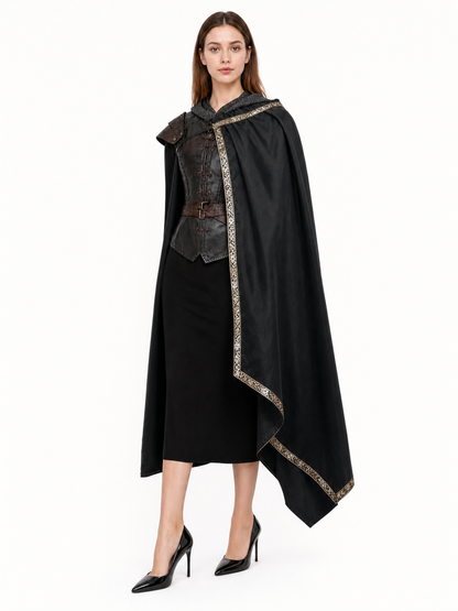 Black Medieval Hooded Carnival Cape
