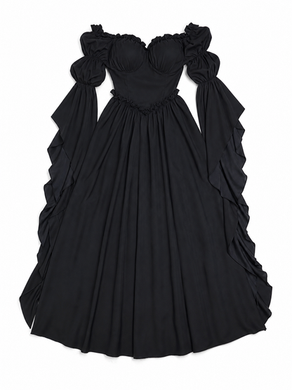Black Long Gothic Vintage-Style Dress