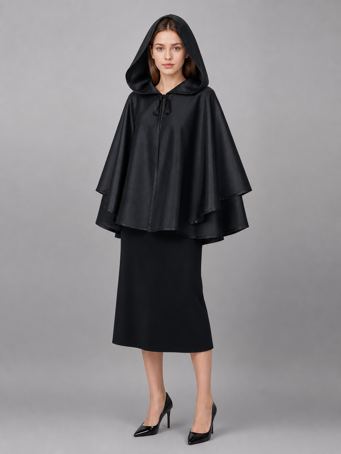 Black Hooded Costume Cloak for Cosplay