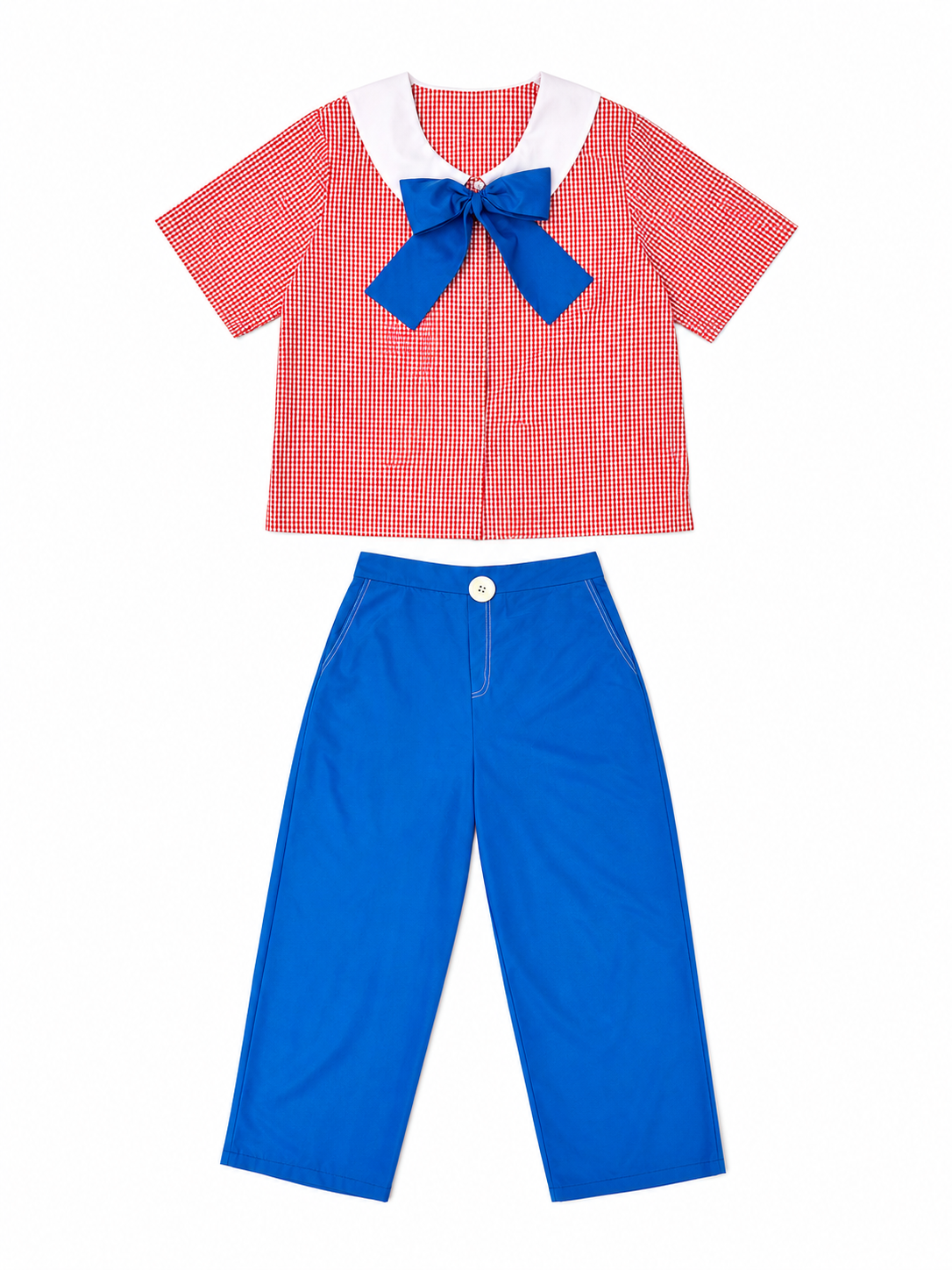 Halloween clown costume with red wig