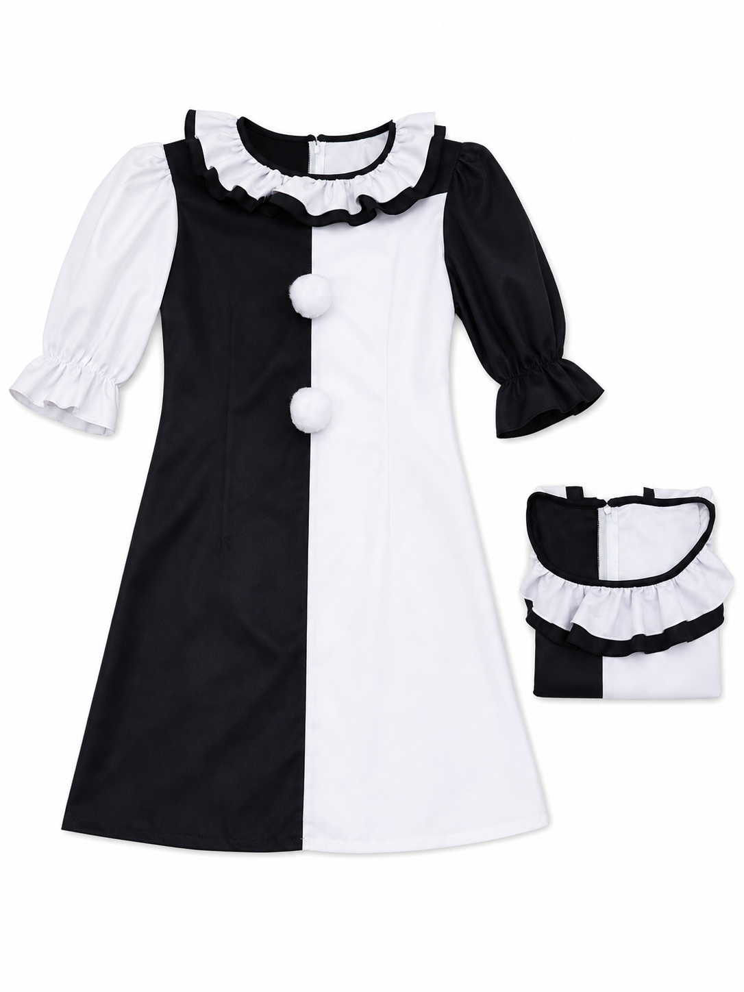 Black and White Clown Costume for Stage and Parties