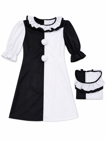 Black and White Clown Costume for Stage and Parties