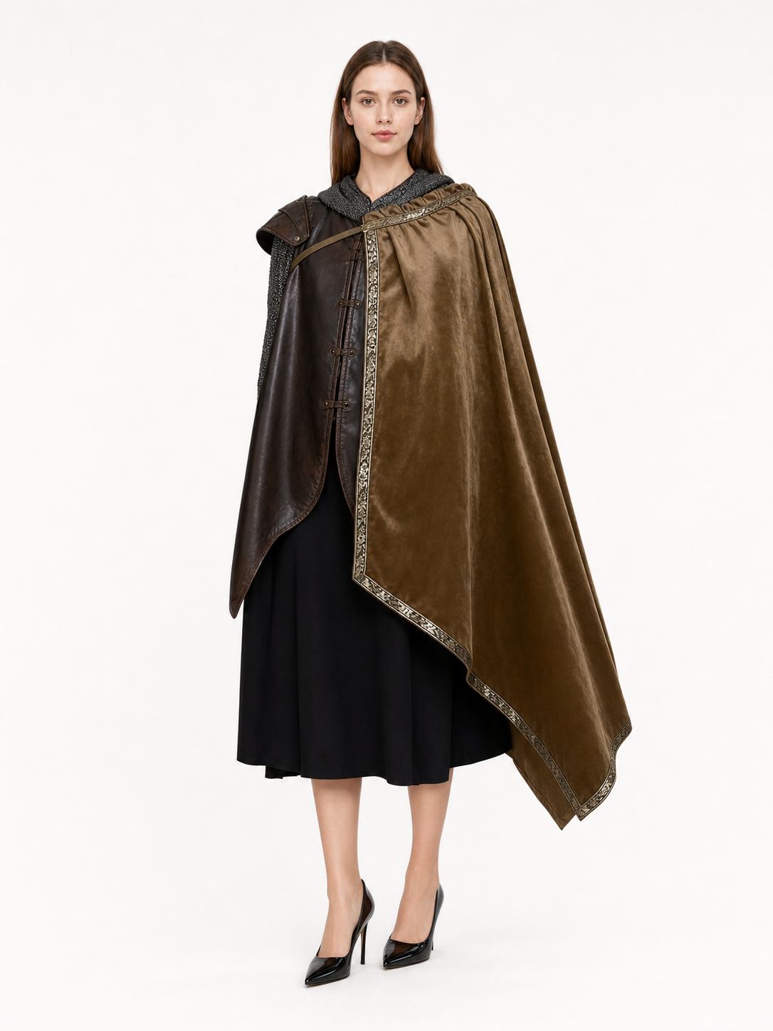 Brown Asymmetrical Carnival Cape