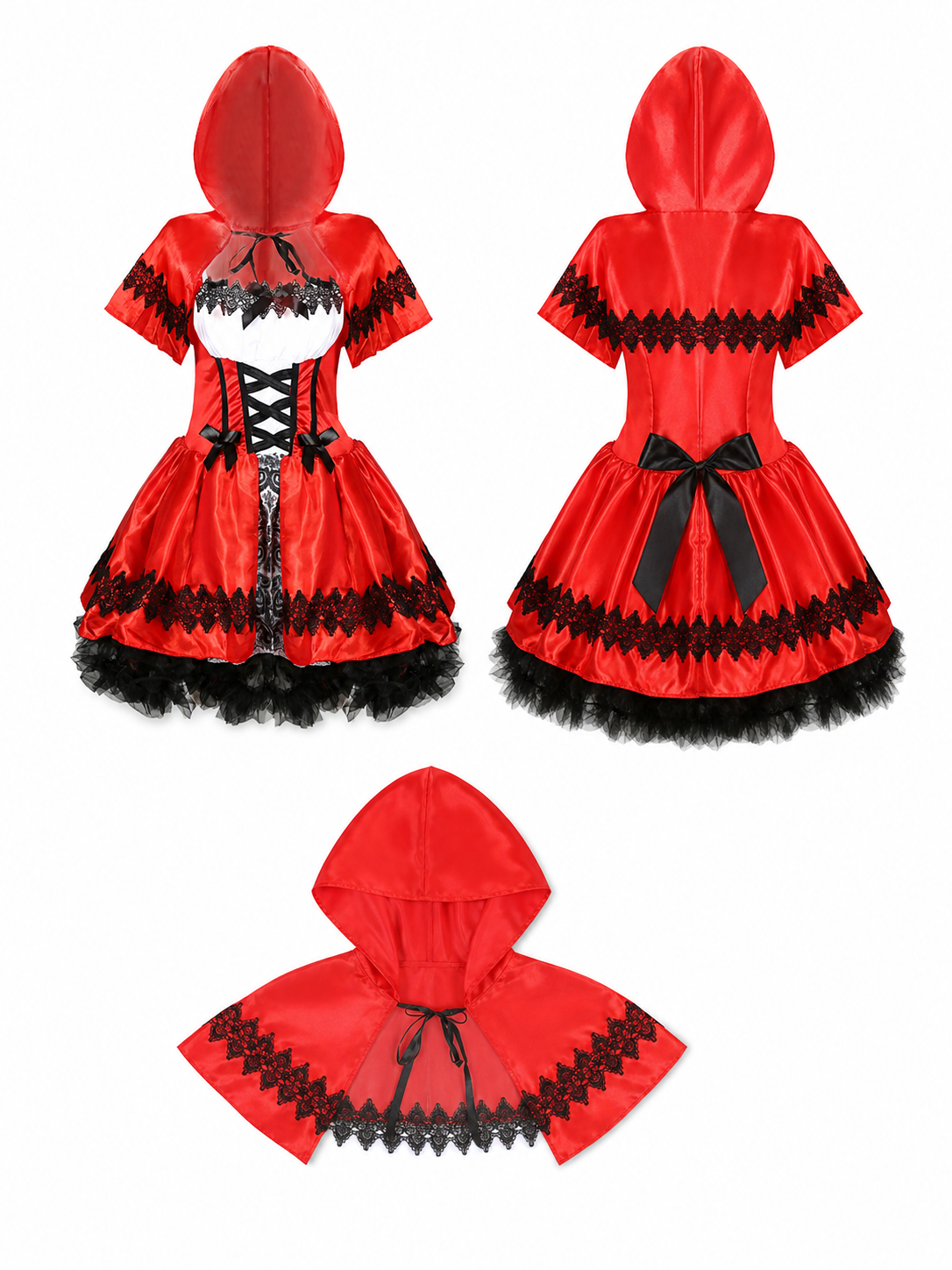 Little Red Riding Hood Hooded Costume Dress included items