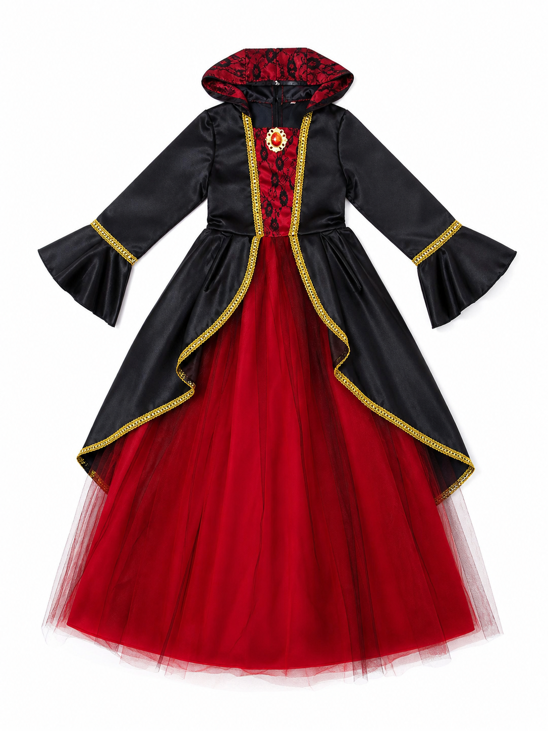 Black and red hooded costume dress
