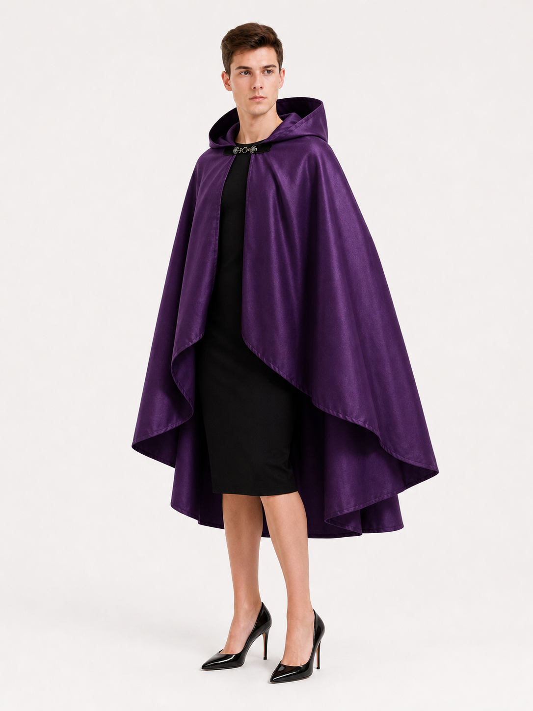 Purple Hooded Medieval Costume Cloak