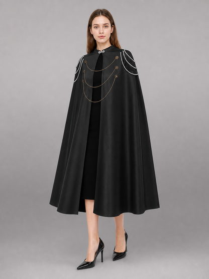 Long Black Hooded Costume Cloak