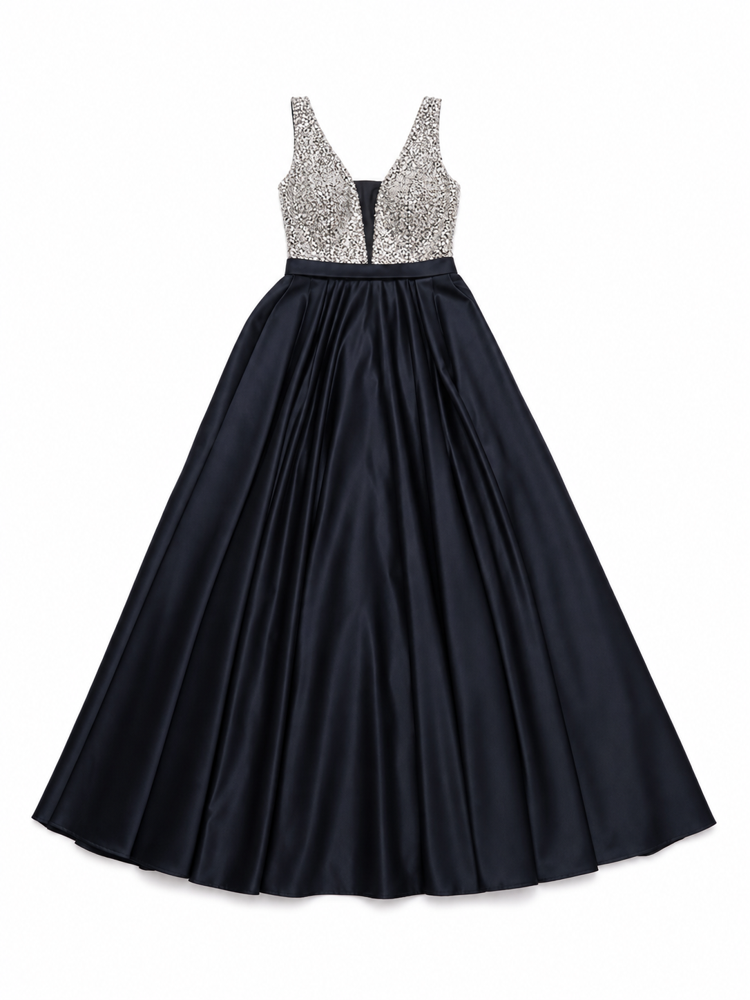 Elegant floor-length dress with a V-neckline