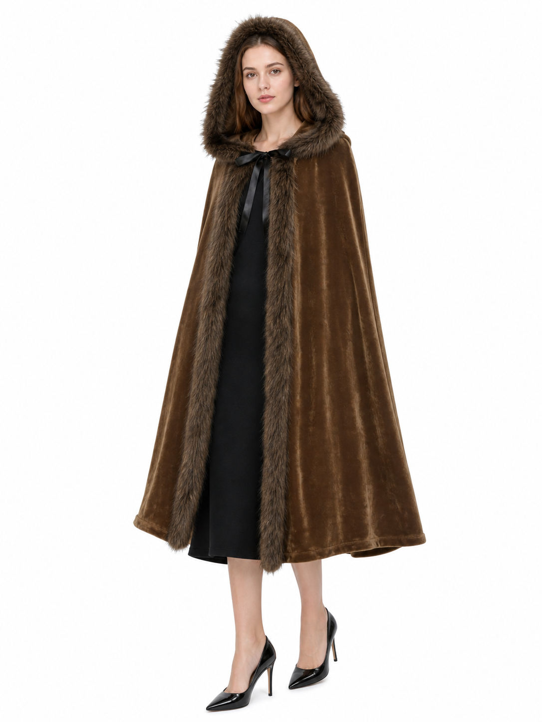 Brown Hooded Costume Cape