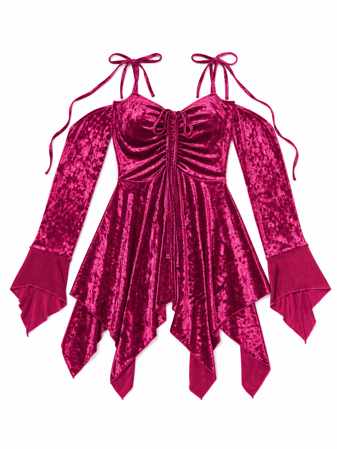 Velvet Mini Dress with Asymmetrical Hem