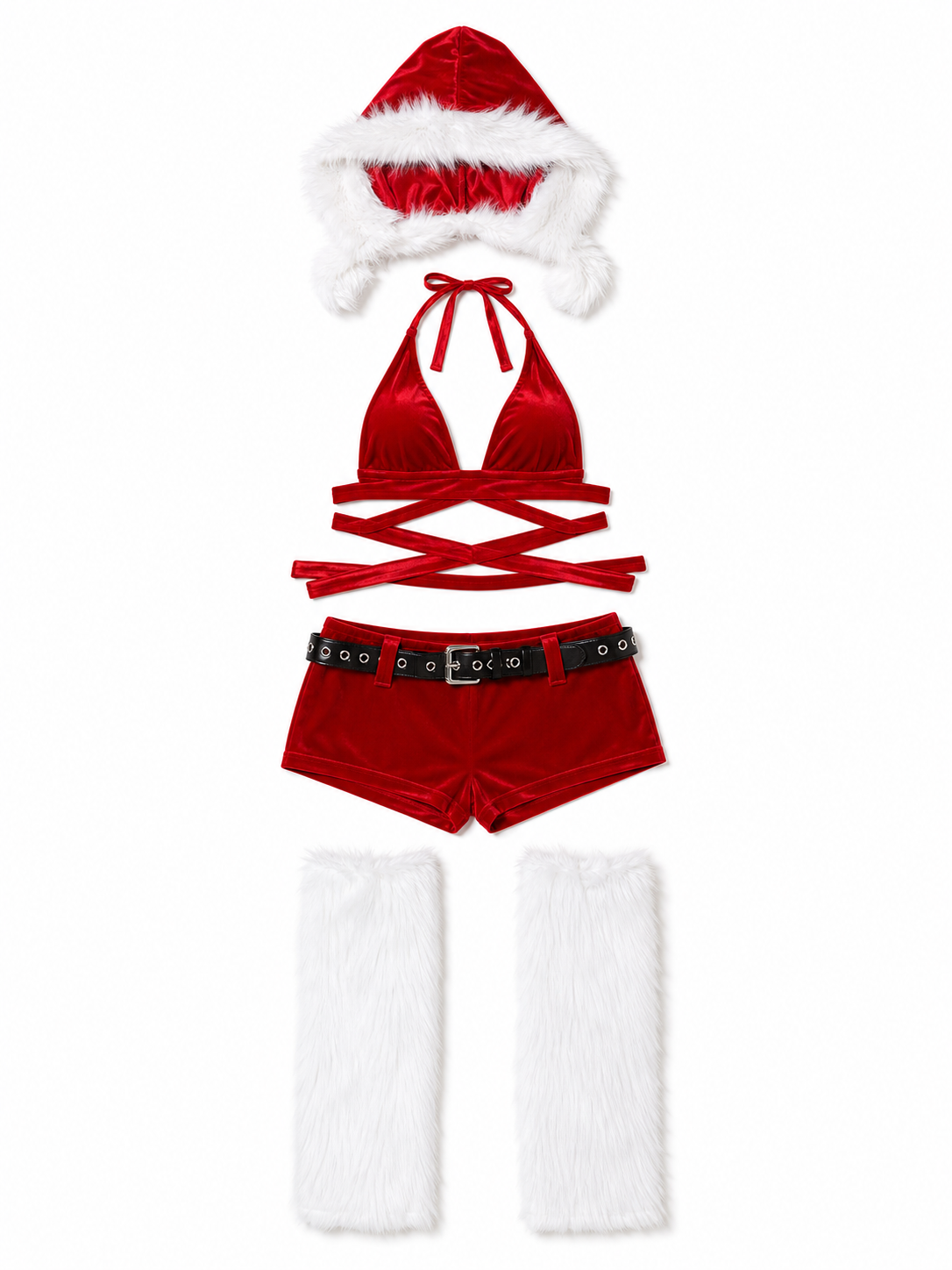 New Year's Costume with Top and Shorts, Red and White included items