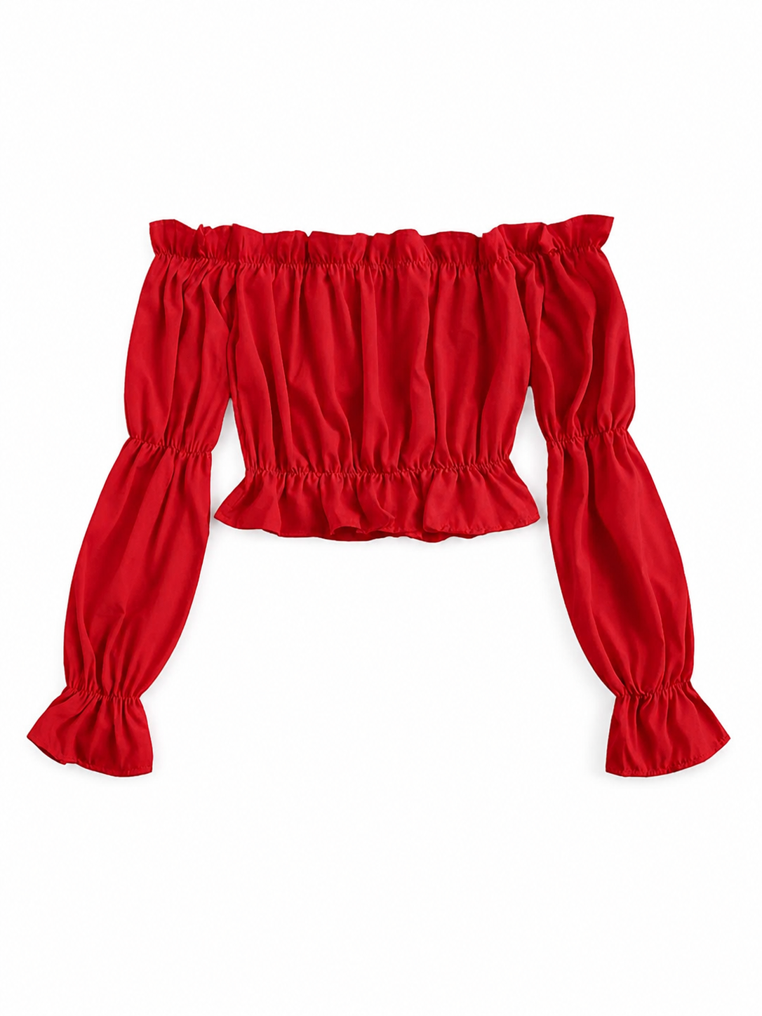 Red off-the-shoulder cropped top