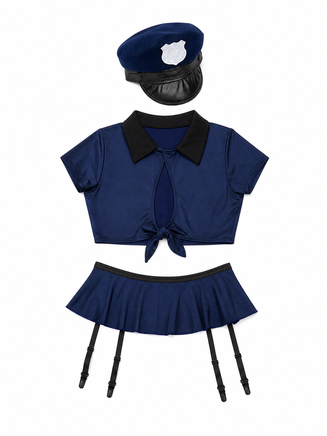 Two-Piece Dark Navy Police Costume with Cap