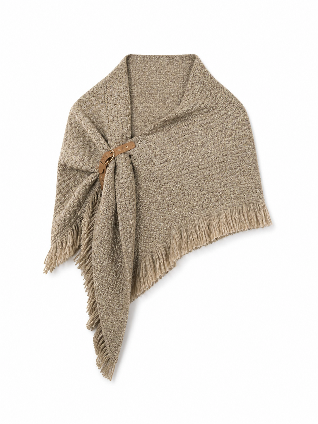 Beige fringed woven costume cape product view 38