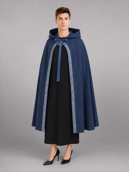 Blue Medieval Hooded Carnival Cloak
