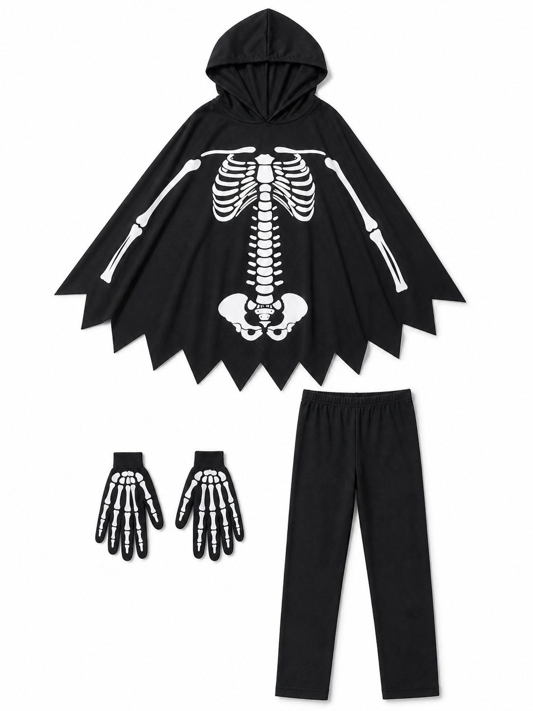 Hooded Cape with White Skeleton
