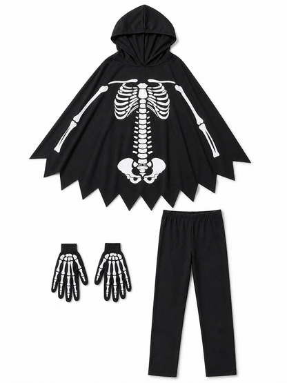 Hooded Cape with White Skeleton