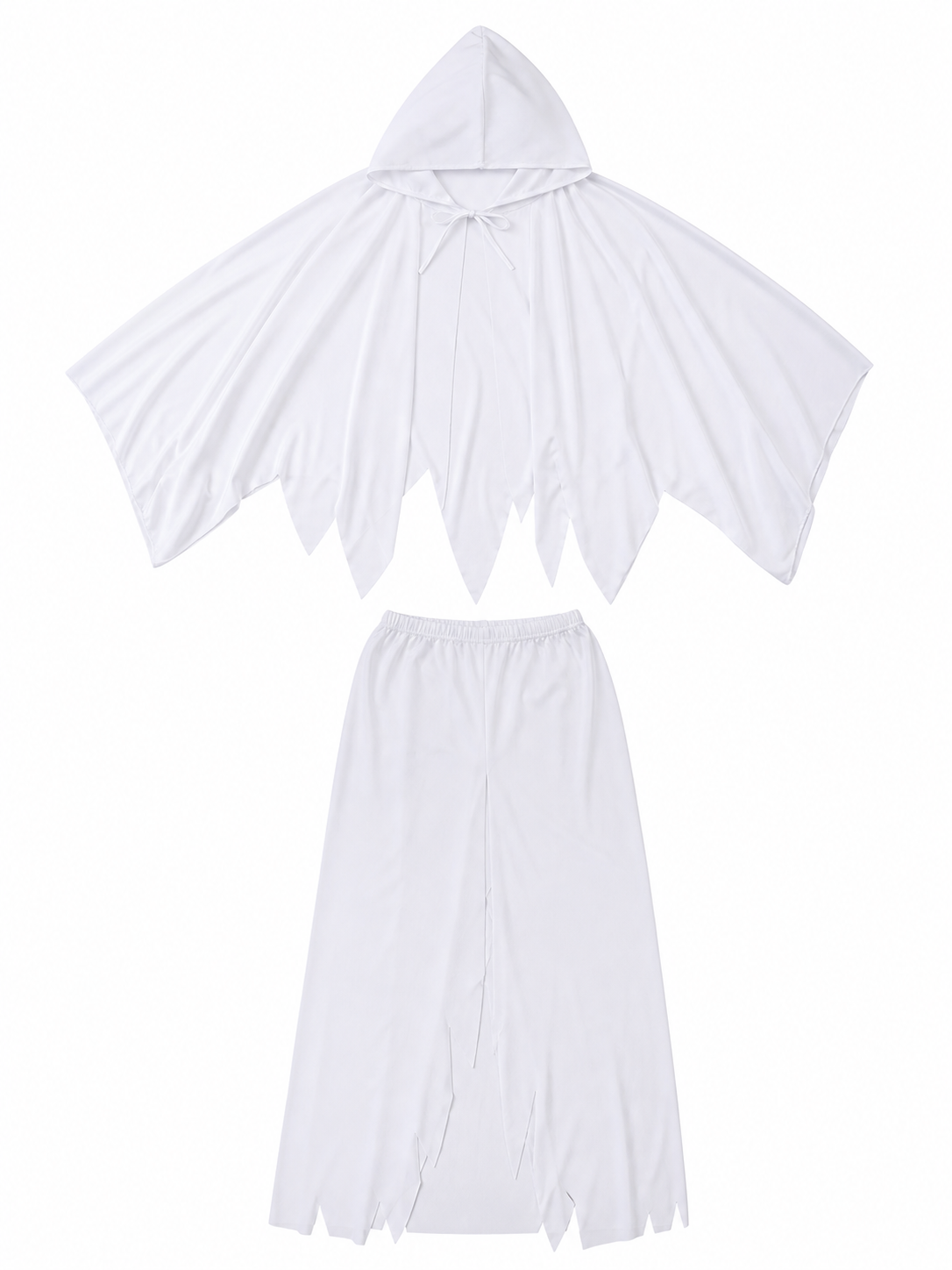 White ghost costume with hood and sleeves included items