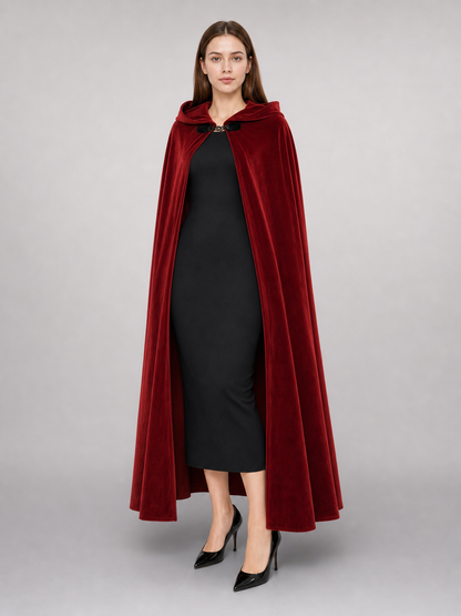 Burgundy Medieval Hooded Costume Cloak