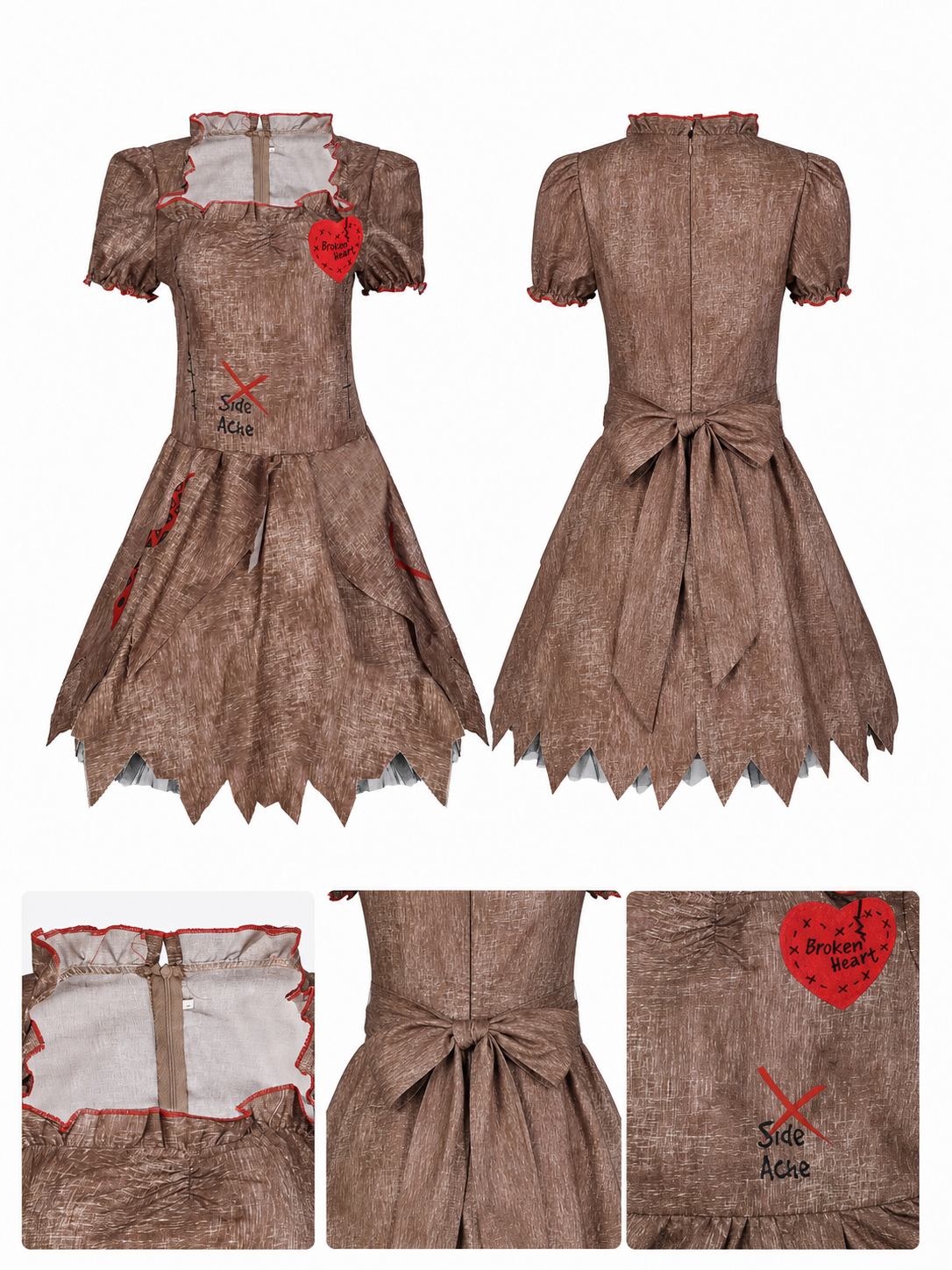 Halloween Costume Dress with Torn Hem