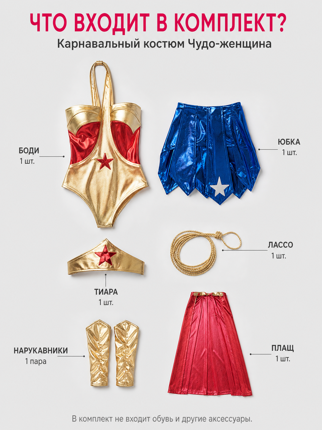 Cosplay Character Costume, Red, Blue, and Gold included items