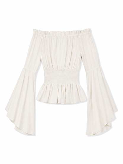 Off-the-Shoulder Blouse with Flared Sleeves