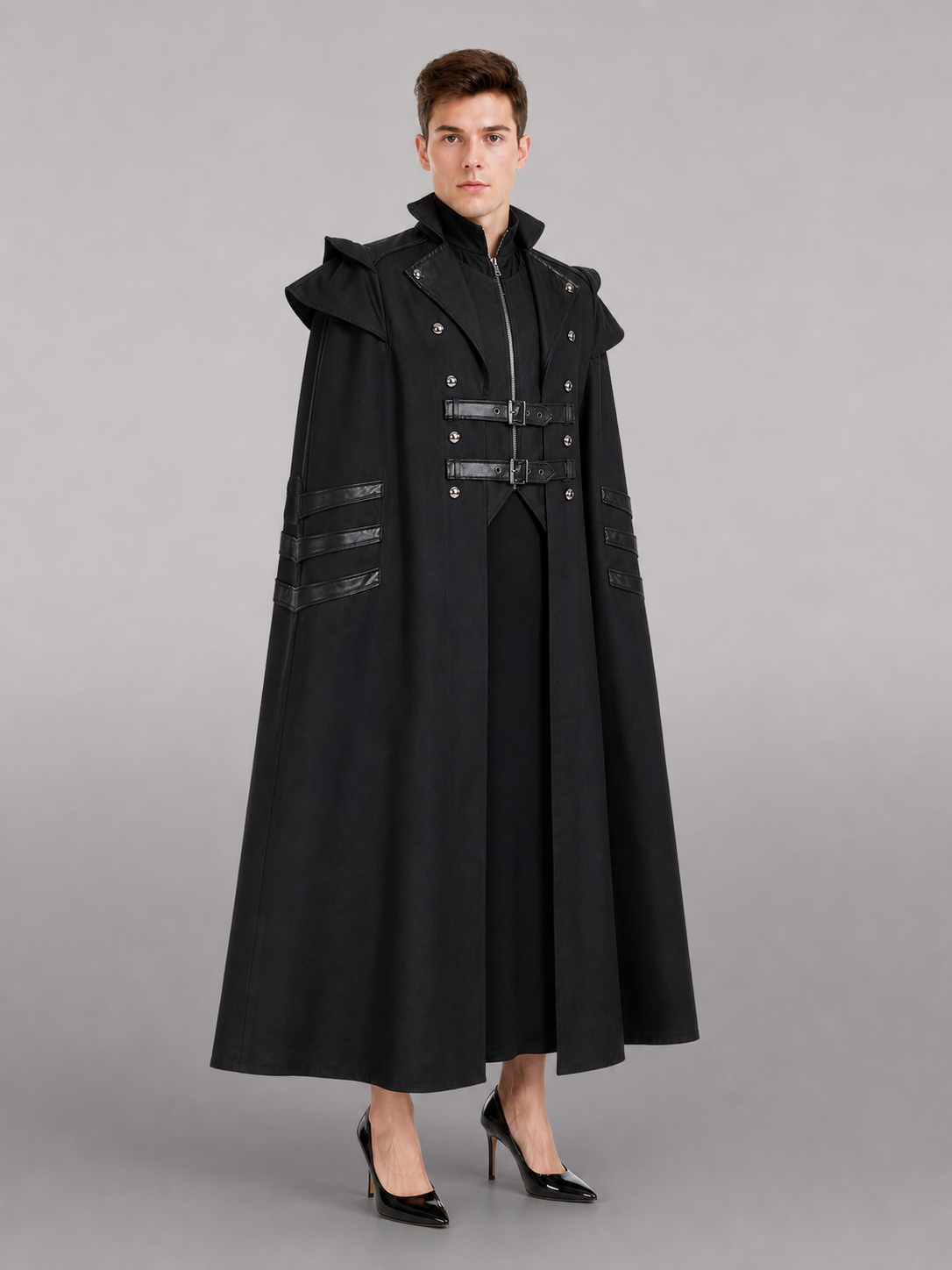 Black Gothic Long Carnival Cape