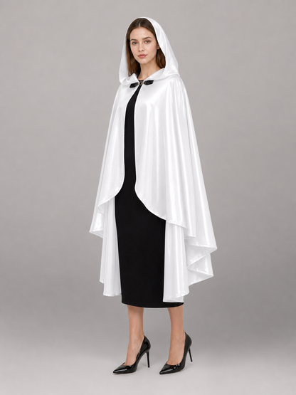 White Hooded Costume Cloak, Flowing Silhouette
