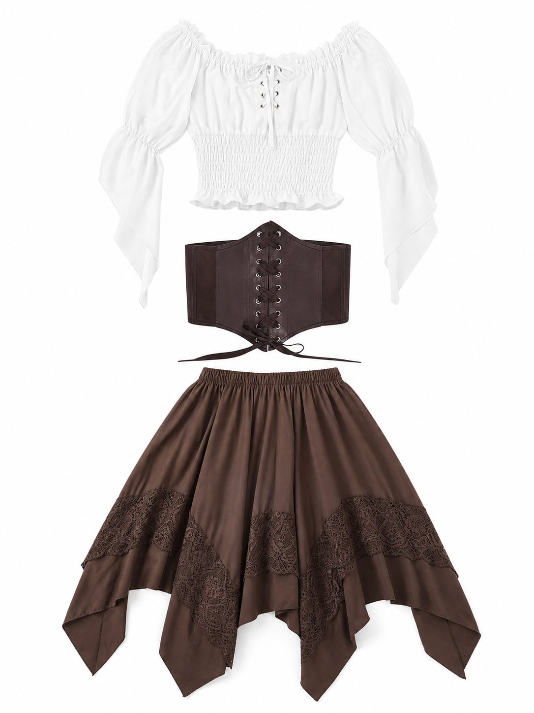 Pirate-Style Costume: Blouse, Corset, and Skirt