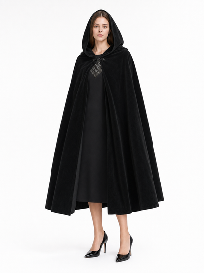 Black costume cloak with a large hood