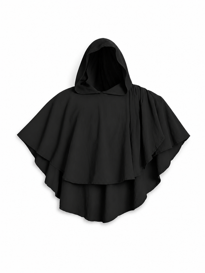 Women's Gothic Hooded Cape Cloak for Halloween Cosplay, Black Flowing Draped included items 3