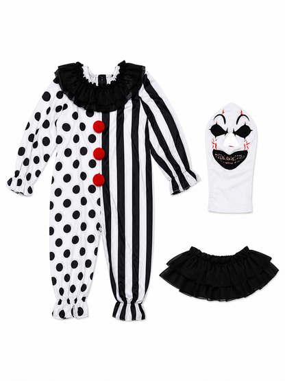 Carnival Clown Costume with Mask and Top Hat