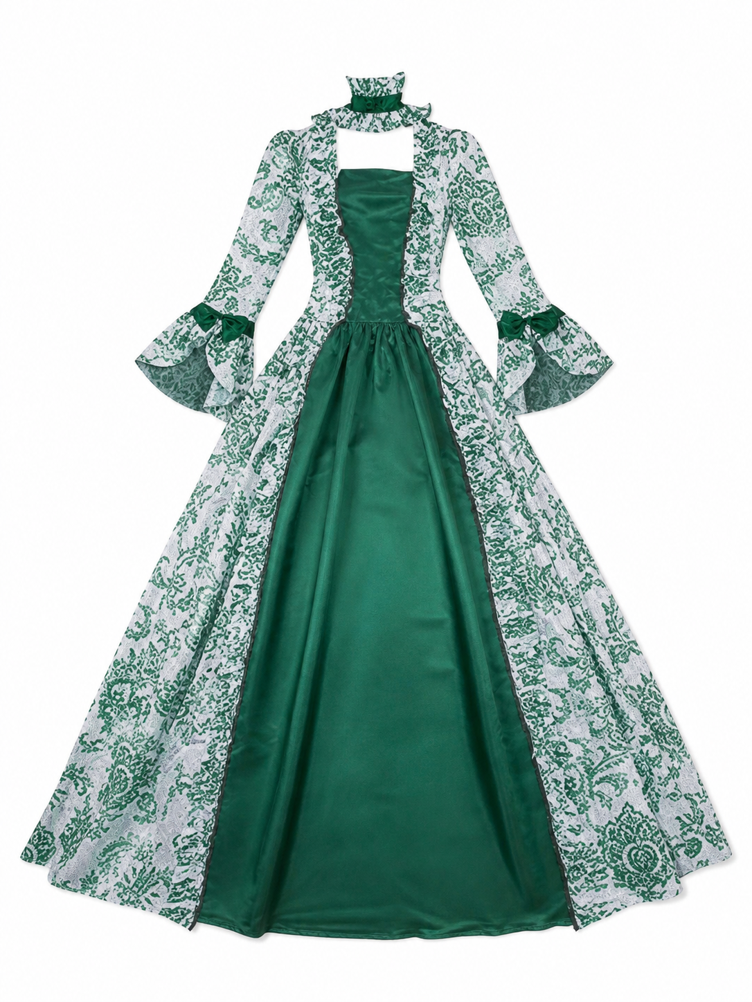 Long Evening Dress with Flared Sleeves