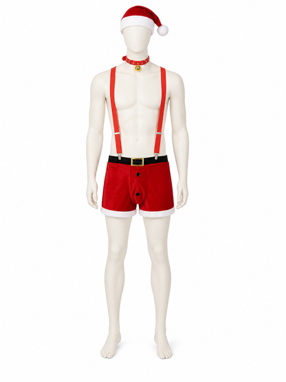 Christmas costume with shorts, hat, and collar