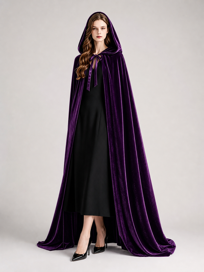 Dark Purple Carnival Cape with Hood