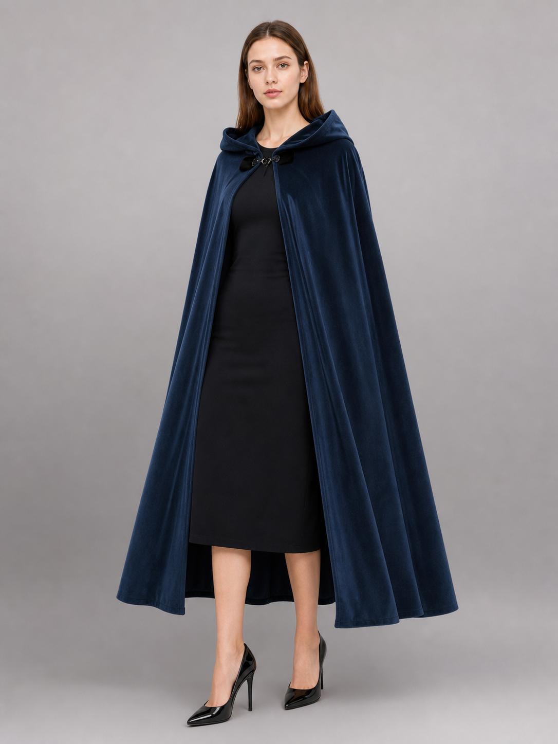 Dark Blue Hooded Costume Cloak