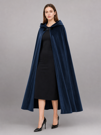 Dark Blue Hooded Costume Cloak