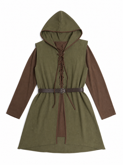 Medieval Cotton-Linen Hooded Tunic