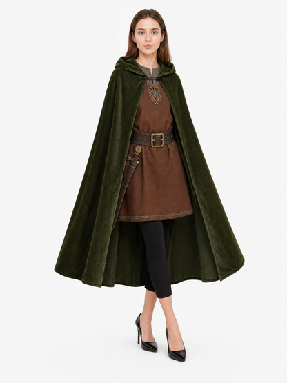 Dark Green Hooded Carnival Cloak