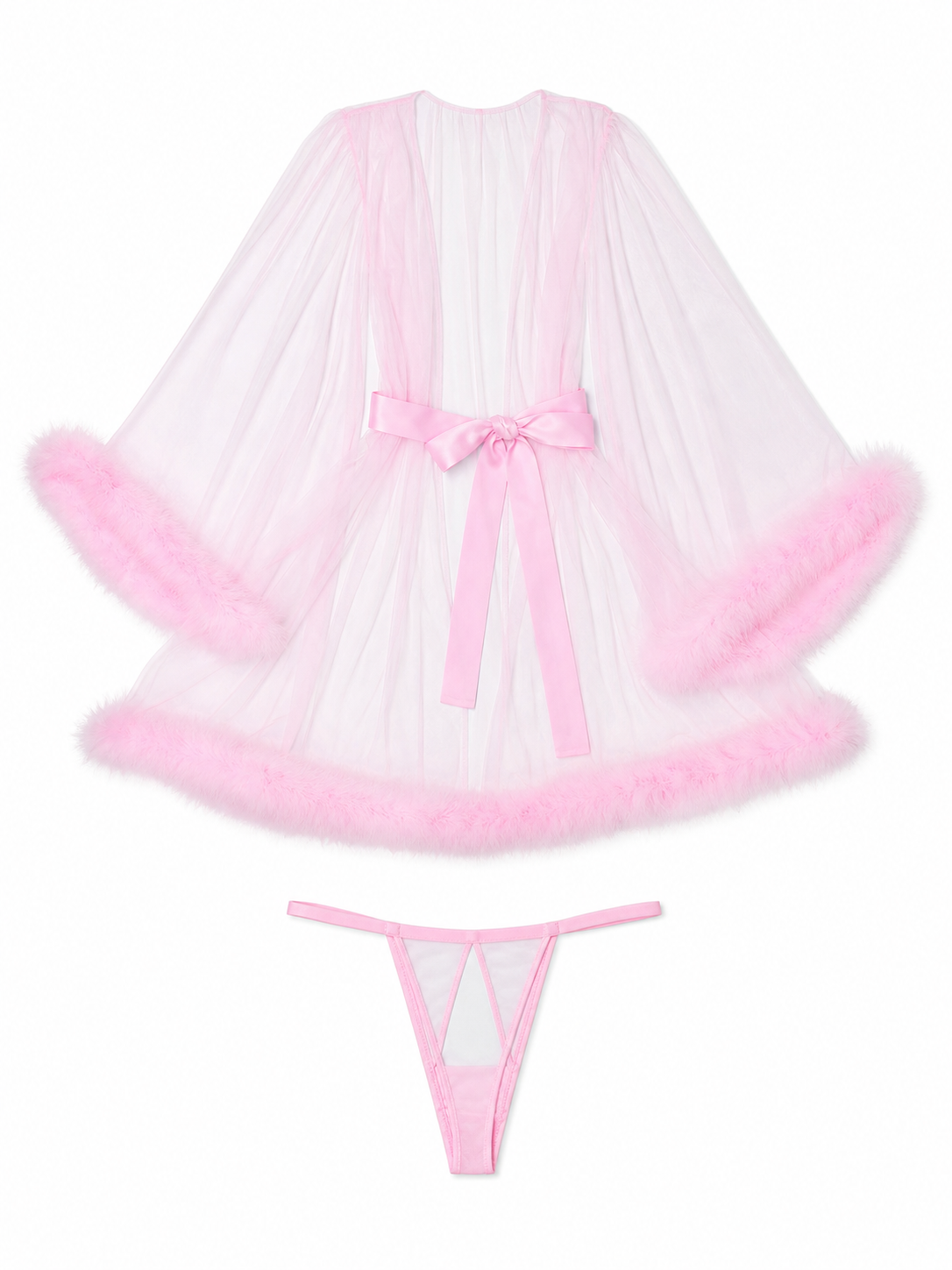 Pink Sheer Adult Cape with Trim included items