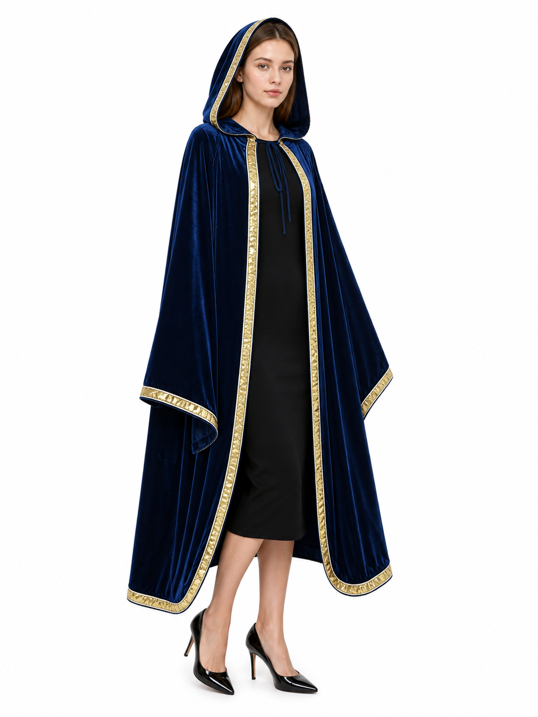 Dark Blue Hooded Carnival Cloak