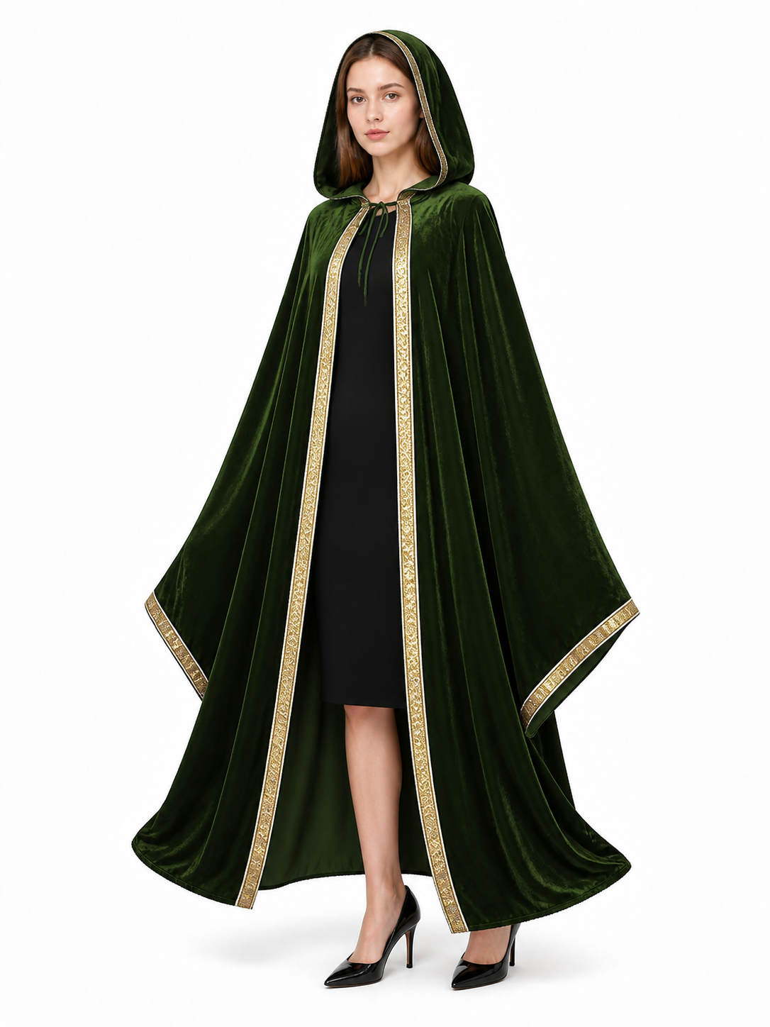 Dark Green Hooded Carnival Cloak
