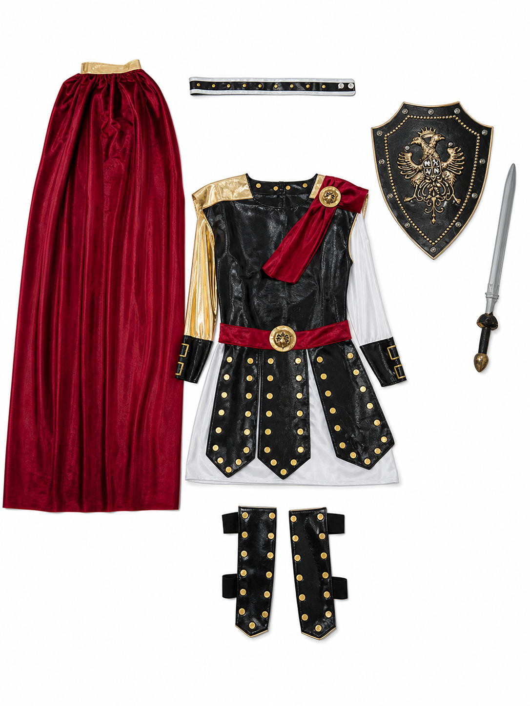 Roman Warrior Costume with Shield and Sword for Cosplay included items