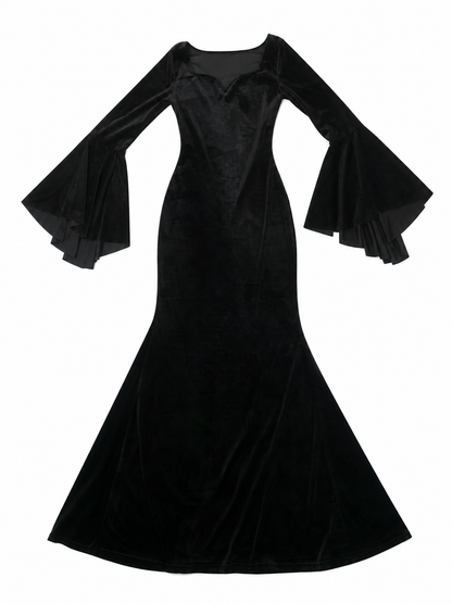 Black Gothic Floor-Length Evening Dress