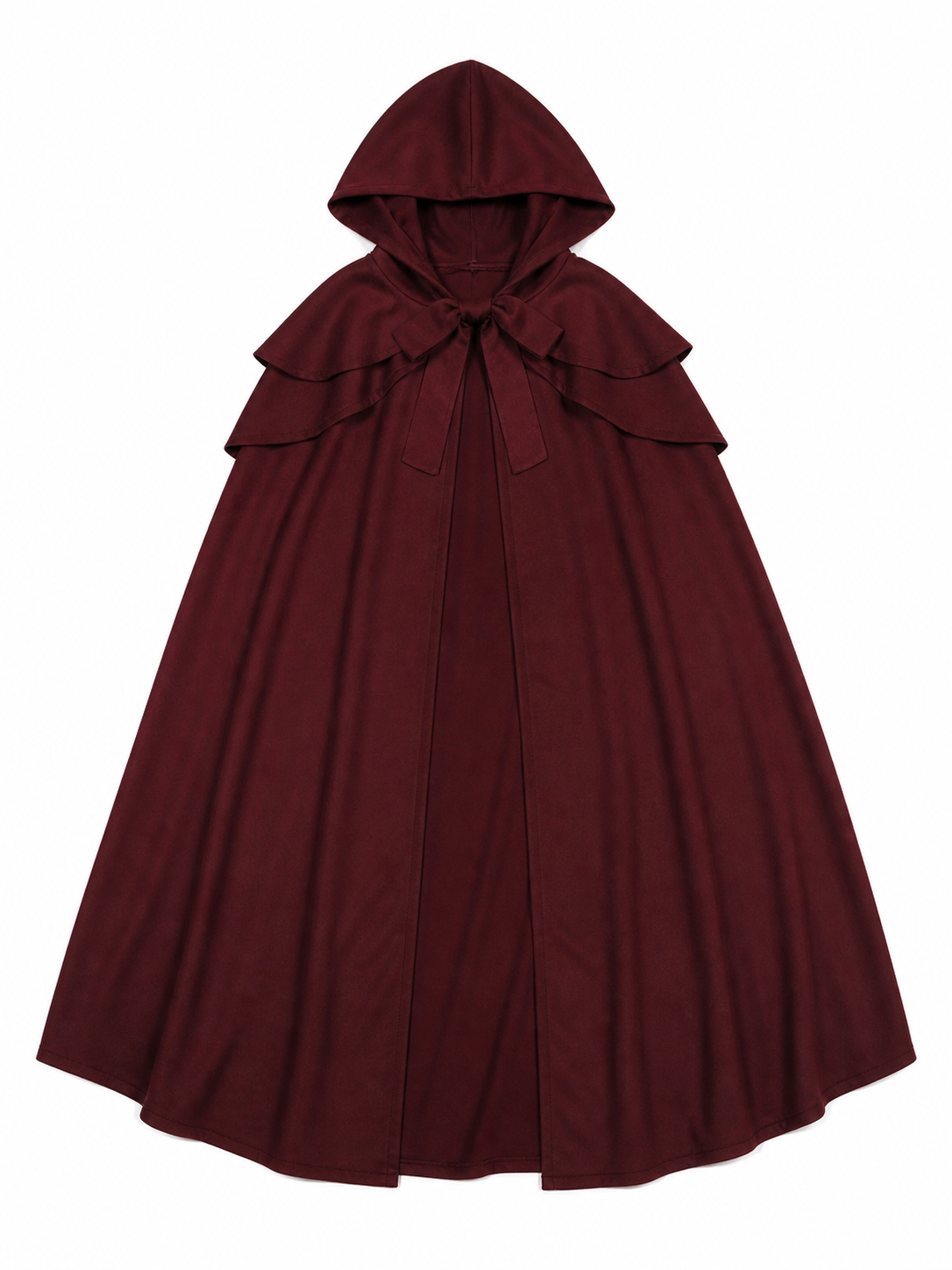 Medieval Gothic Hooded Cloak, Burgundy